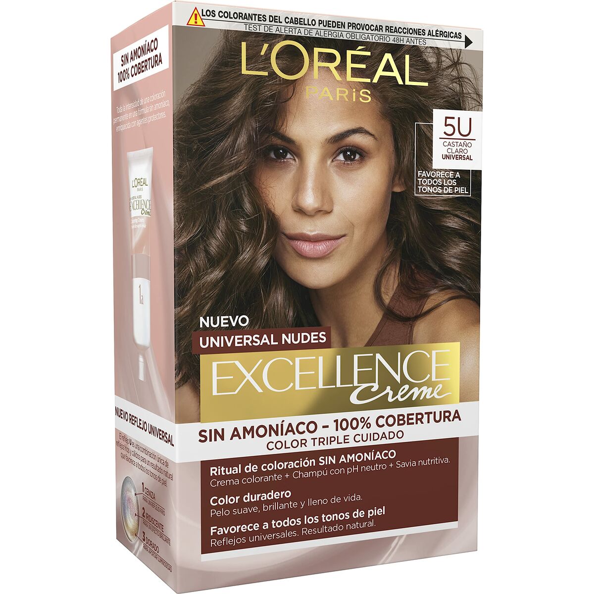 Permanent Dye L'Oreal Make Up Excellence Light Brown Nº 5u-Light Brown (5 Units) product packaging