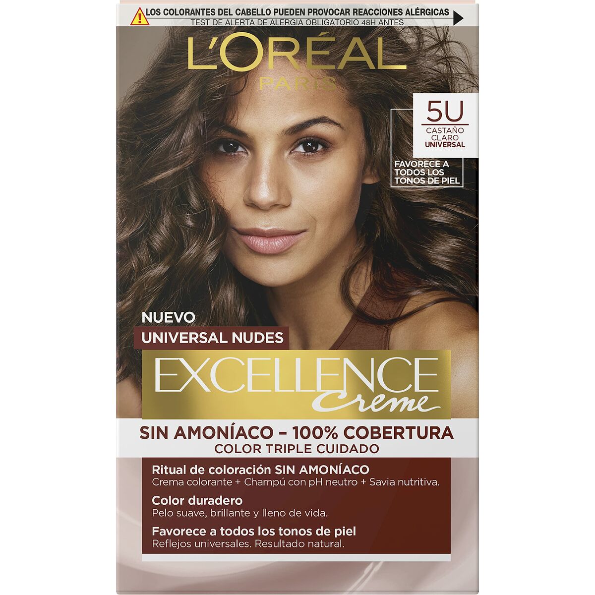 Permanent Dye L'Oreal Make Up Excellence Light Brown Nº 5u-Light Brown (5 Units) product packaging