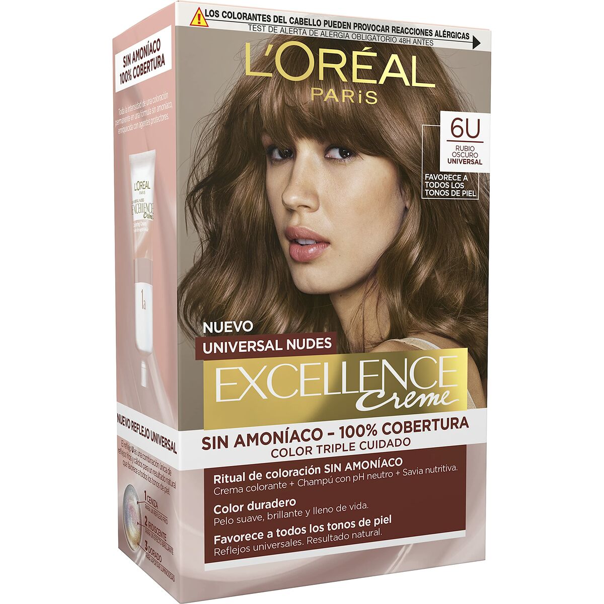 Permanent Dye L'Oreal Make Up Excellence Dark Blonde Nº 6u-Dark Blonde (5 Units) product packaging