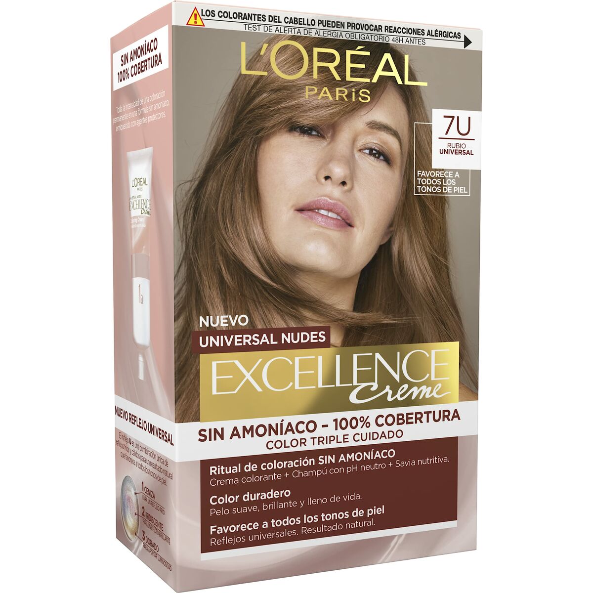 Permanent Dye L'Oreal Make Up Excellence Blonde Nº 7u-Blonde (5 Units) product packaging