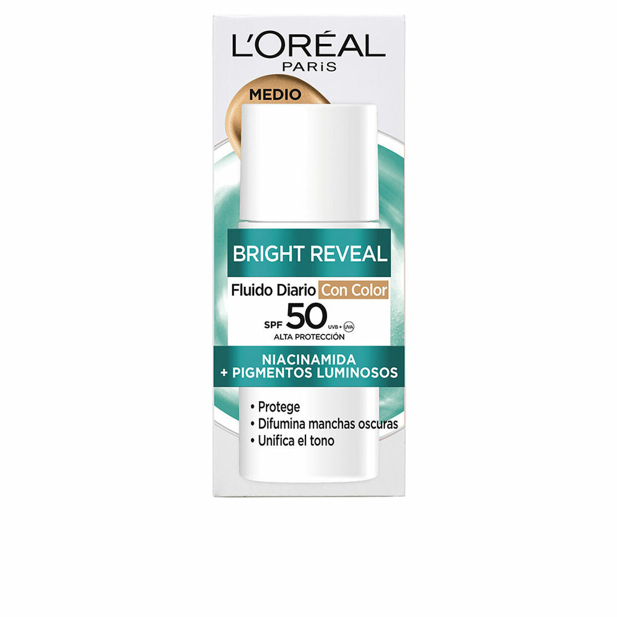 Facial Cream L'Oreal Make Up BRIGHT REVEAL NIACINAMIDA Spf 50 ml skincare packaging