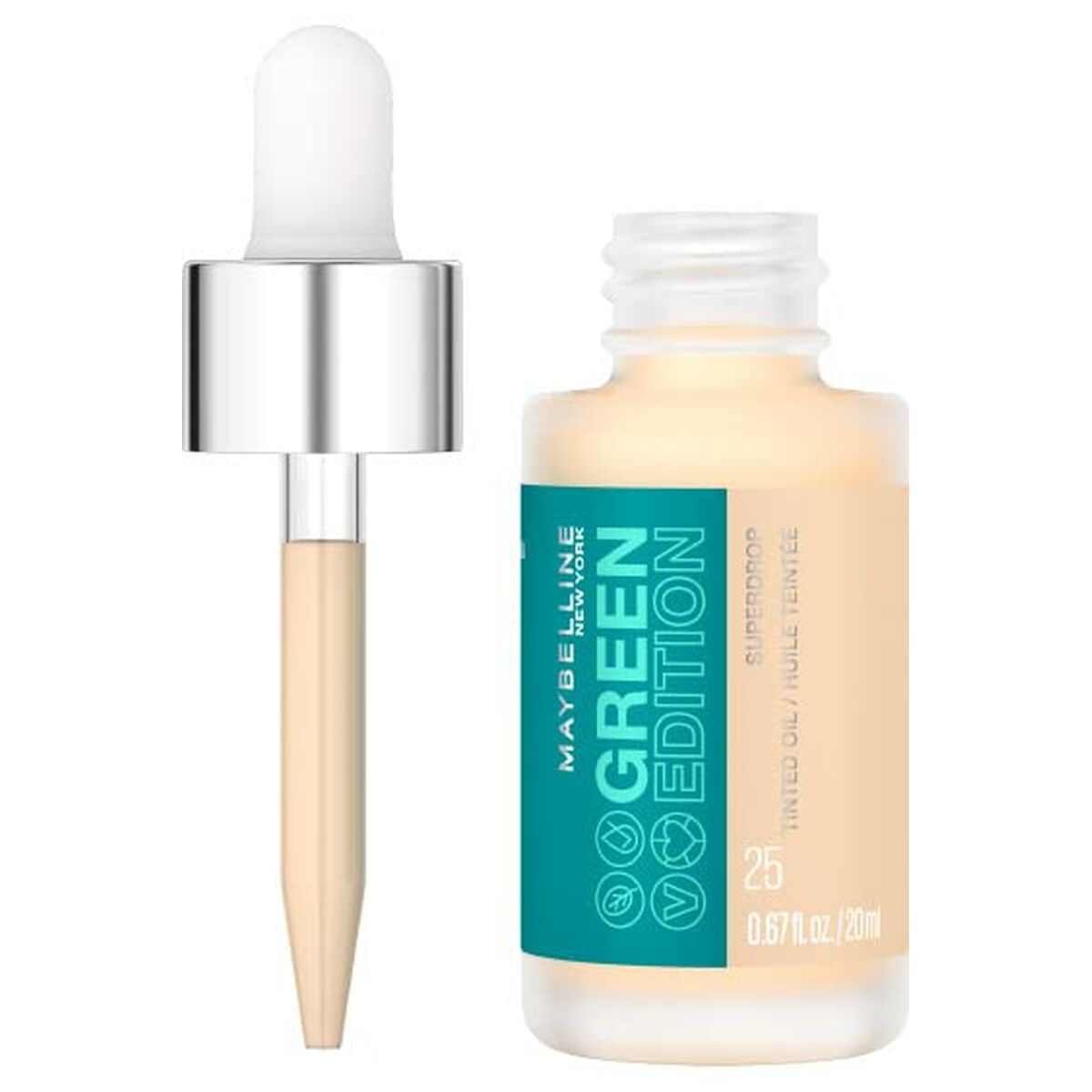 Liquid Make Up Base Maybelline Green Edition Nº 25 20 ml Oil product packaging
