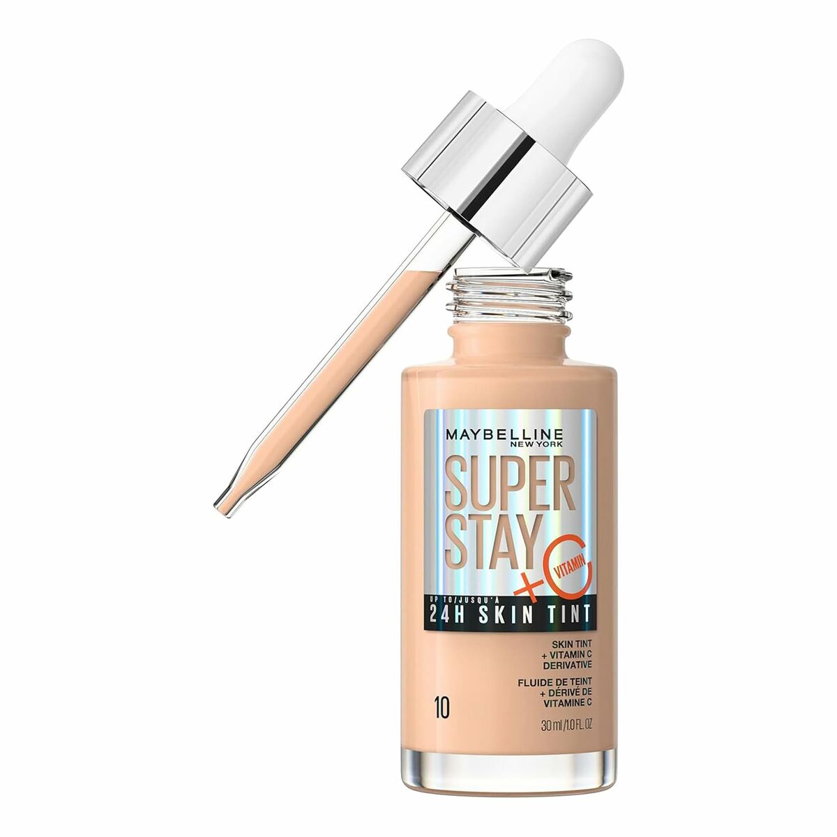 Liquid Make Up Base Maybelline Super Stay Skin Tint Nº 10 30 ml Vitamin C product packaging