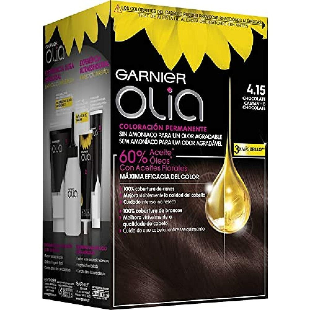 Dye No Ammonia Garnier Olia Nº 4,15 Chocolate Nº 4,15 Chocolate Lote (1 Unit) product packaging