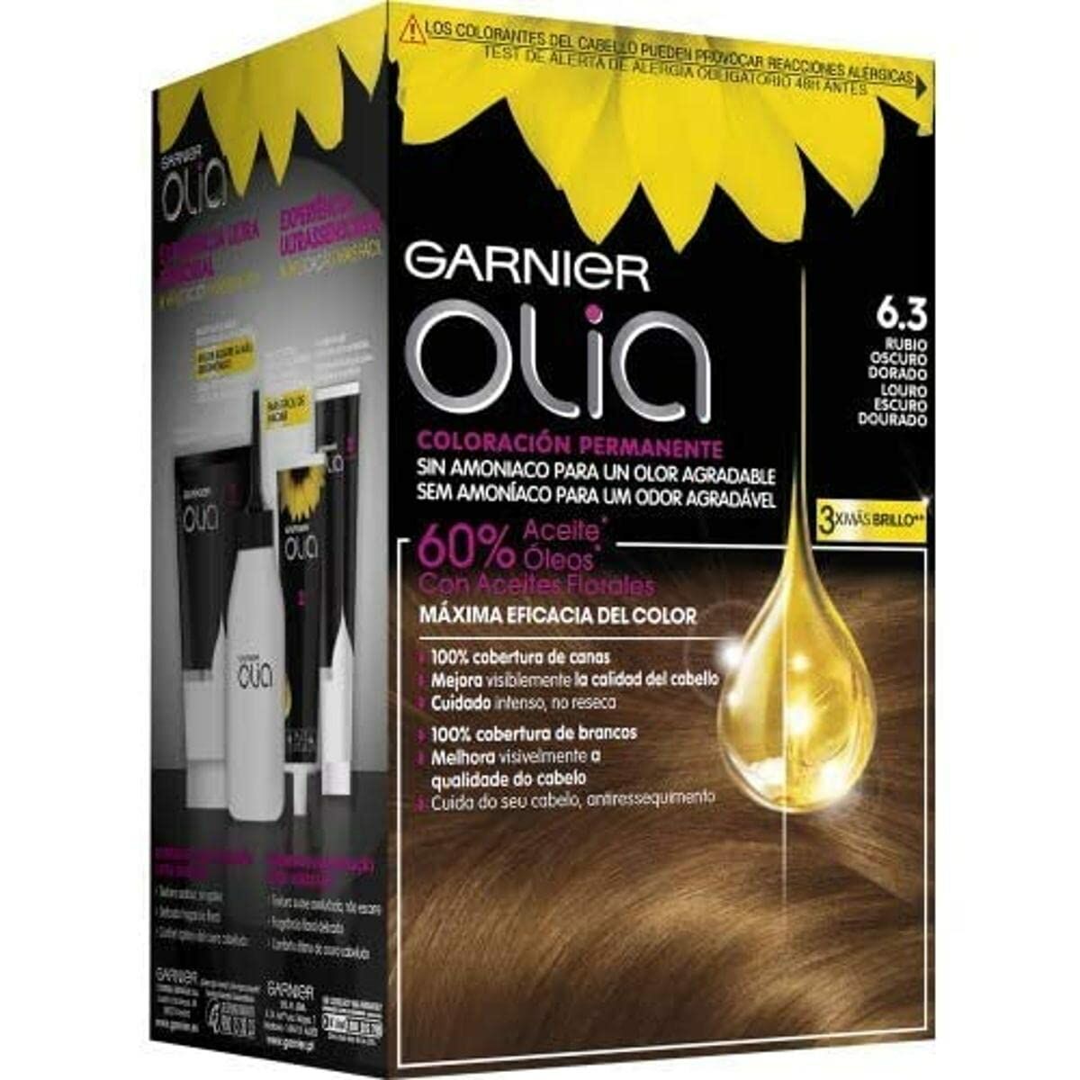 Dye No Ammonia Garnier Olia Dark Golden Blonde Nº 6.3-rubio oscuro dorado Nº 6,3 Rubio Oscuro Dorado Lote (1 Unit) product