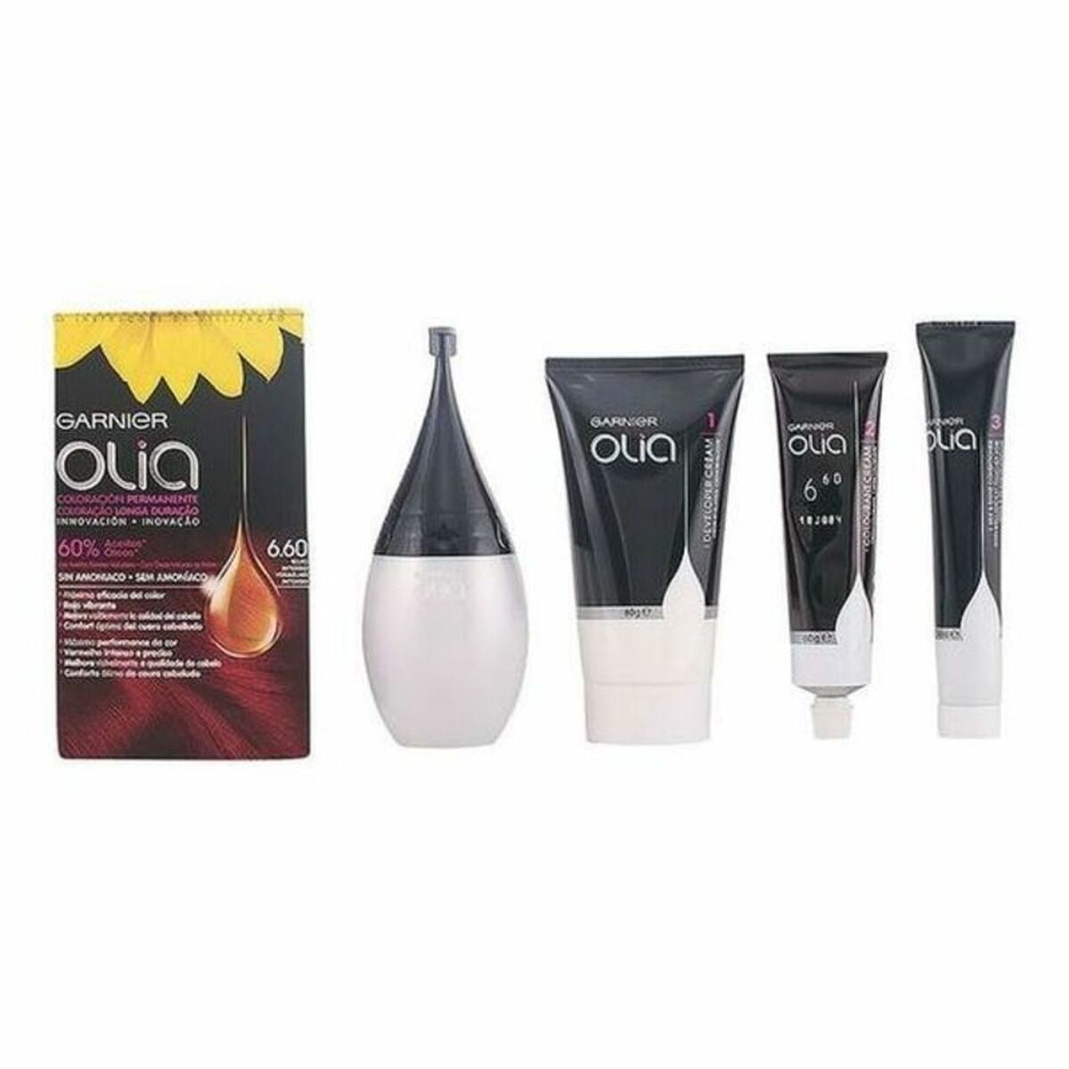 Dye No Ammonia Garnier Olia Intense Ruby Nº 6,60 Rojo Intenso Nº 6,60 Rojo Intenso Set (1 Unit) product packaging