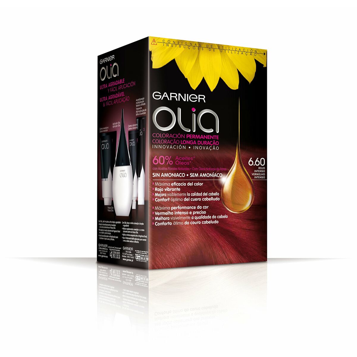 Dye No Ammonia Garnier Olia Intense Ruby Nº 6,60 Rojo Intenso Nº 6,60 Rojo Intenso Set (1 Unit) product packaging