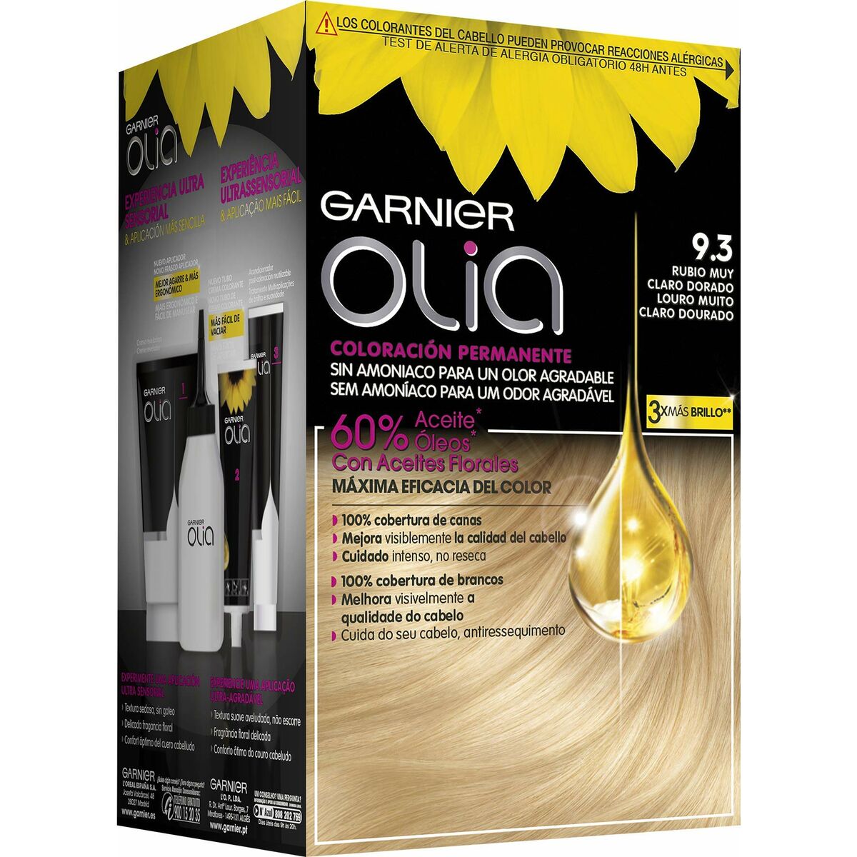 Dye No Ammonia Garnier Olia Very Light Golden Blonde Nº 9,3 Rubio Muy Claro Dorado Lote (1 Unit) product packaging