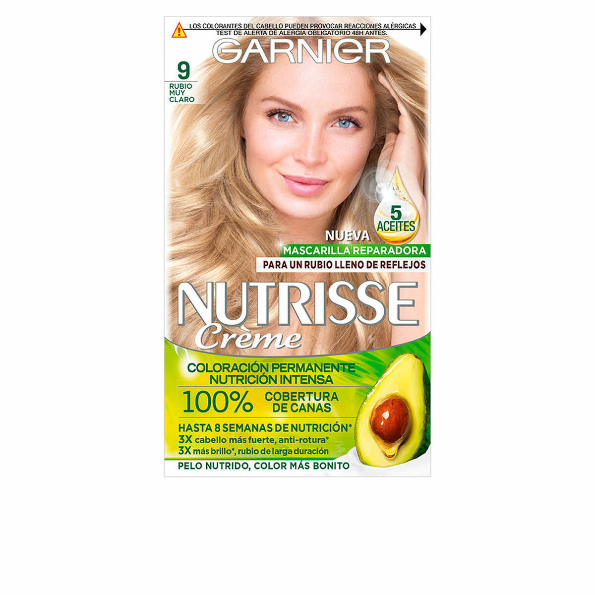 Permanent Colour Creme Garnier Nutrisse Nº 9-Rubio Muy Claro Nº 90-Blond Pepite (3 Units) skincare packaging