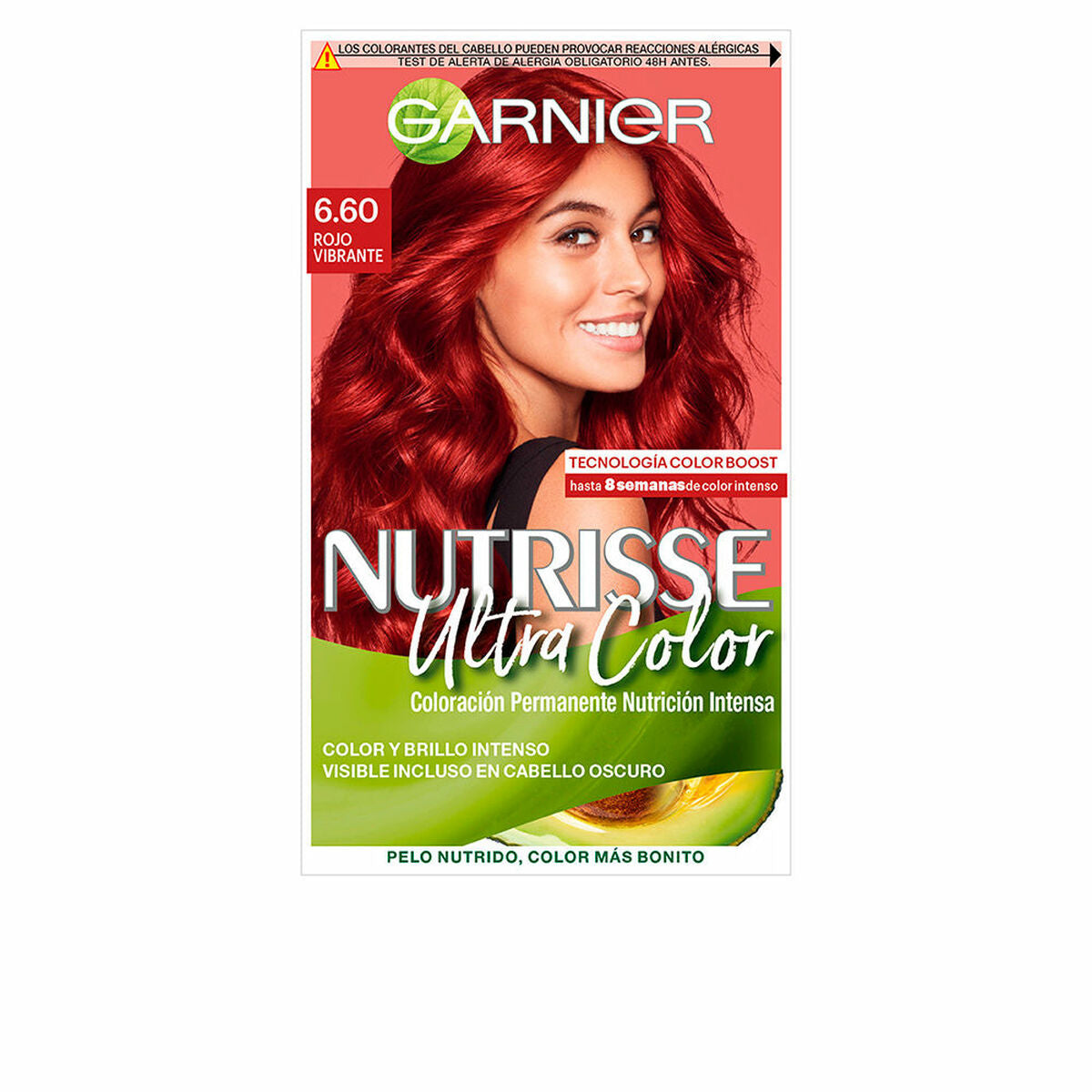 Permanent Dye Garnier Nutrisse Intense Ruby Nº 6.60 Nº 6,60-Rouge Vibrant (3 Units) product packaging