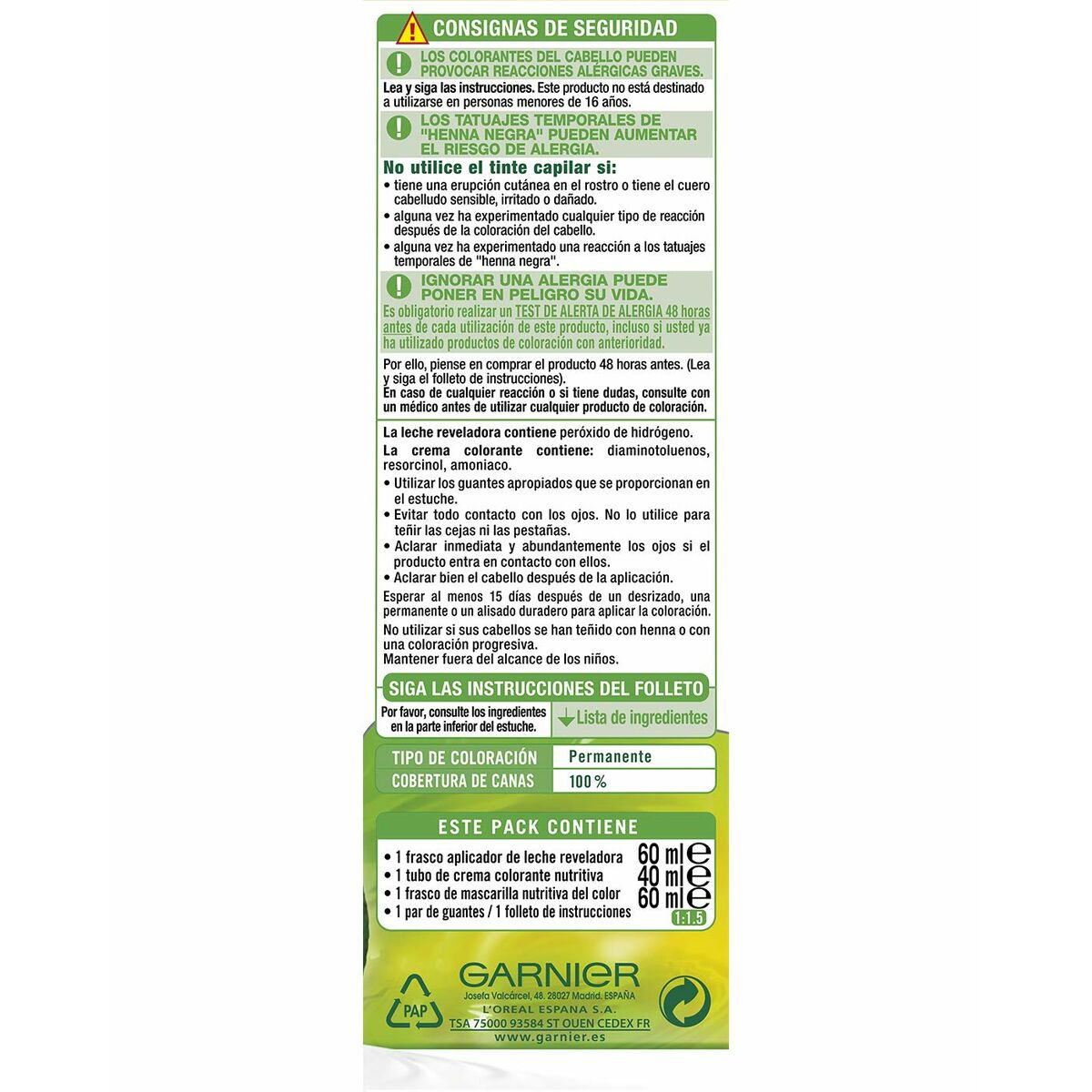 Permanent Colour Creme Garnier Nutrisse Nº 6,41-Sweet Amber (3 Units) skincare packaging