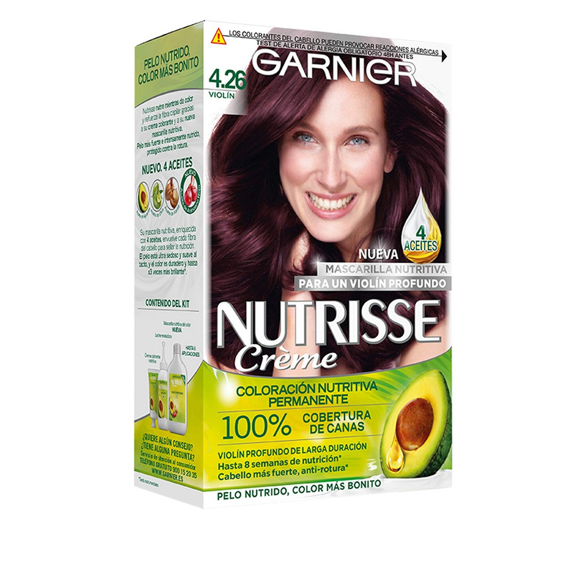 Permanent Dye Garnier Nutrisse Nº 4,26 Nº 4,26-Cassis 1 U (3 Units) product packaging