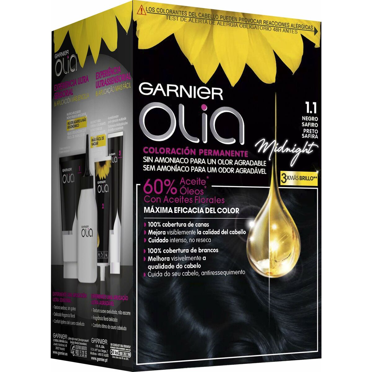 Permanent Dye Garnier Olia Nº 1,10 Black Sapphire (1 Unit) product packaging