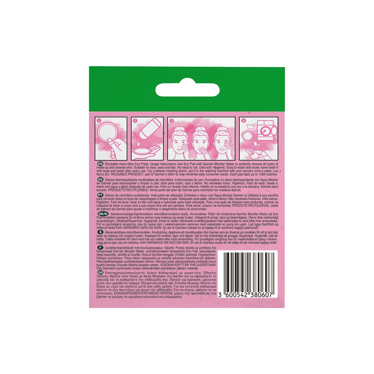 Make-up Remover Pads Garnier Skinactive Washable product packaging