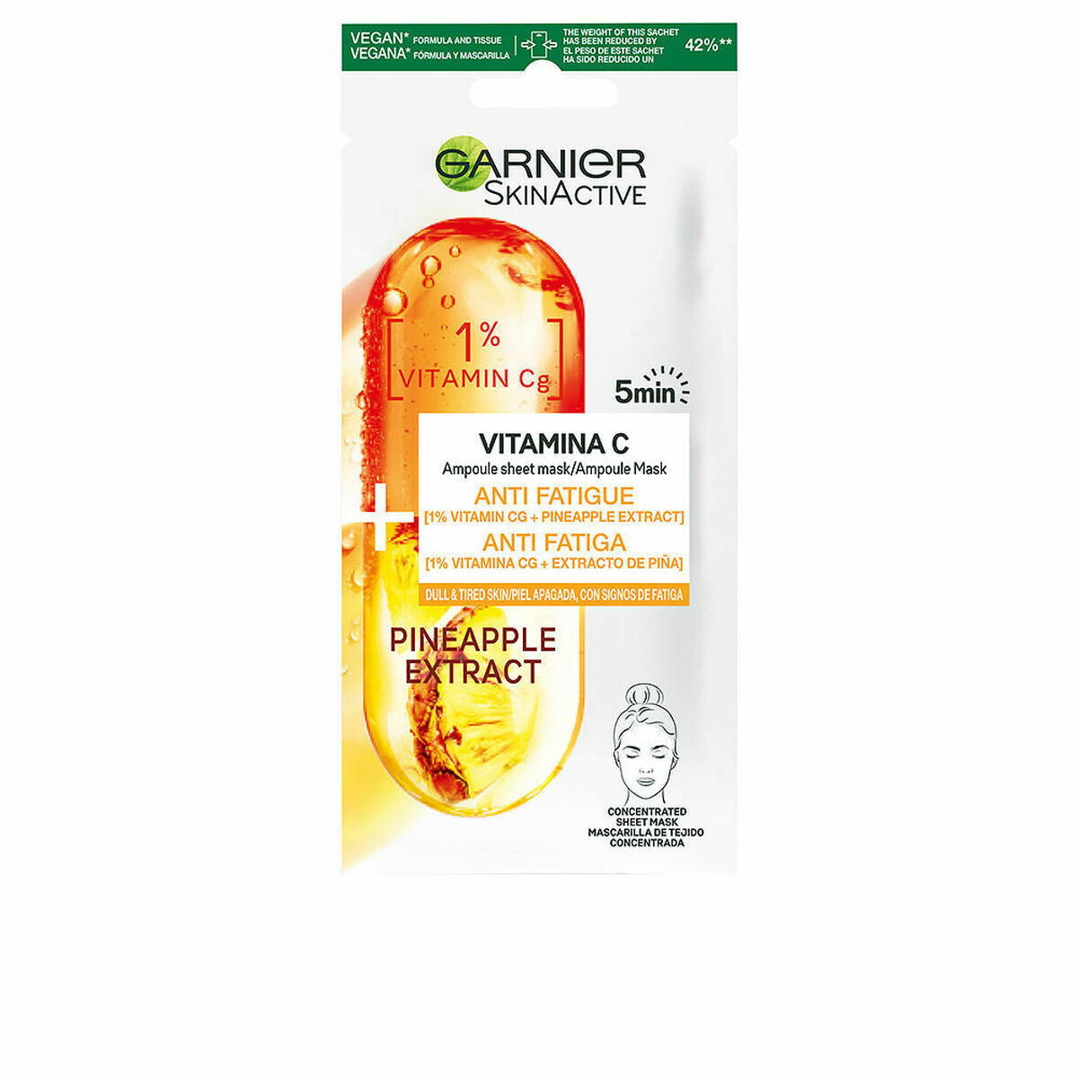 Toning Face Mask Garnier Skinactive Vitamina C Vitamin C (1 Unit) for Women mask packaging