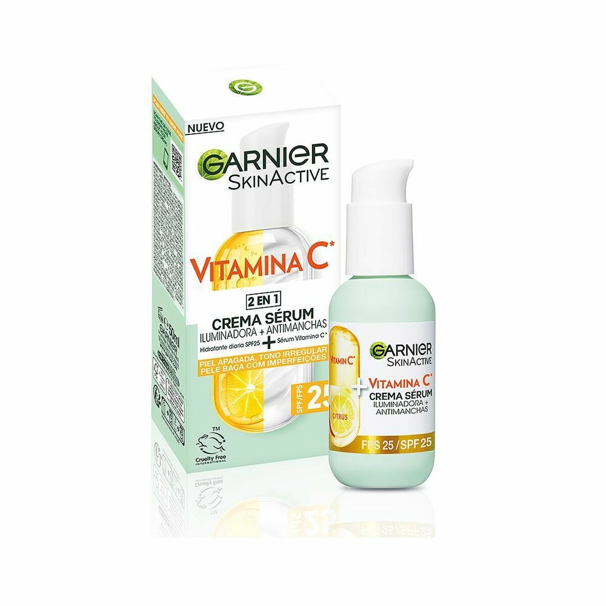 Cream + Serum Garnier Skinactive Vitamina C Spf 25 50 ml for Women serum bottle