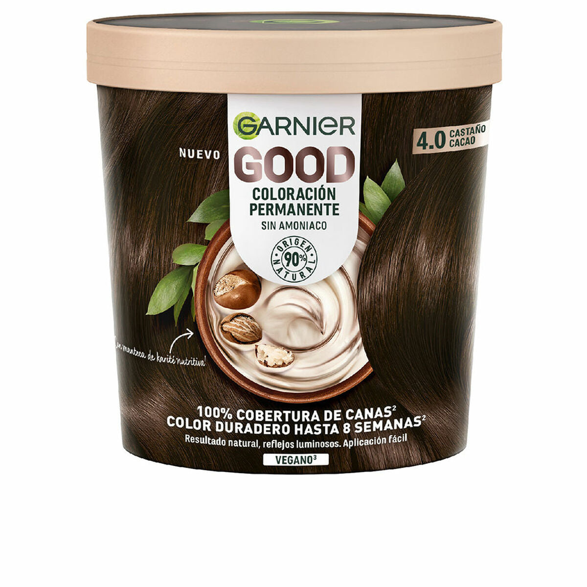 Permanent Dye Garnier Good Cocoa Brown Nº 4.0 Nº 4.0 Castano Cacao 217 ml (1 Unit) for Women product packaging