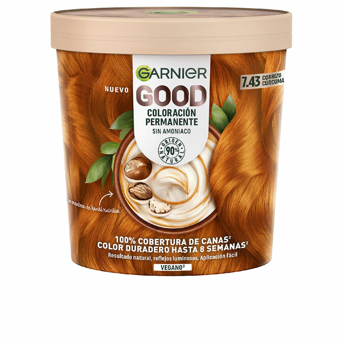 Permanent Colour Garnier Good Nº 7.43 Cobrizo Cúrcuma 217 ml for Women product packaging