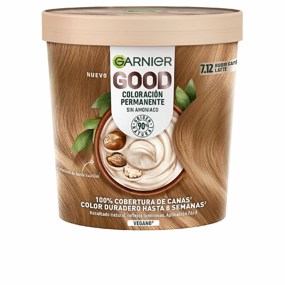 Permanent Dye Garnier Good Café Latte Blonde Nº 7.12 Nº 7.12 Rubio Cafe Latte 217 ml (1 Unit) for Women product packaging
