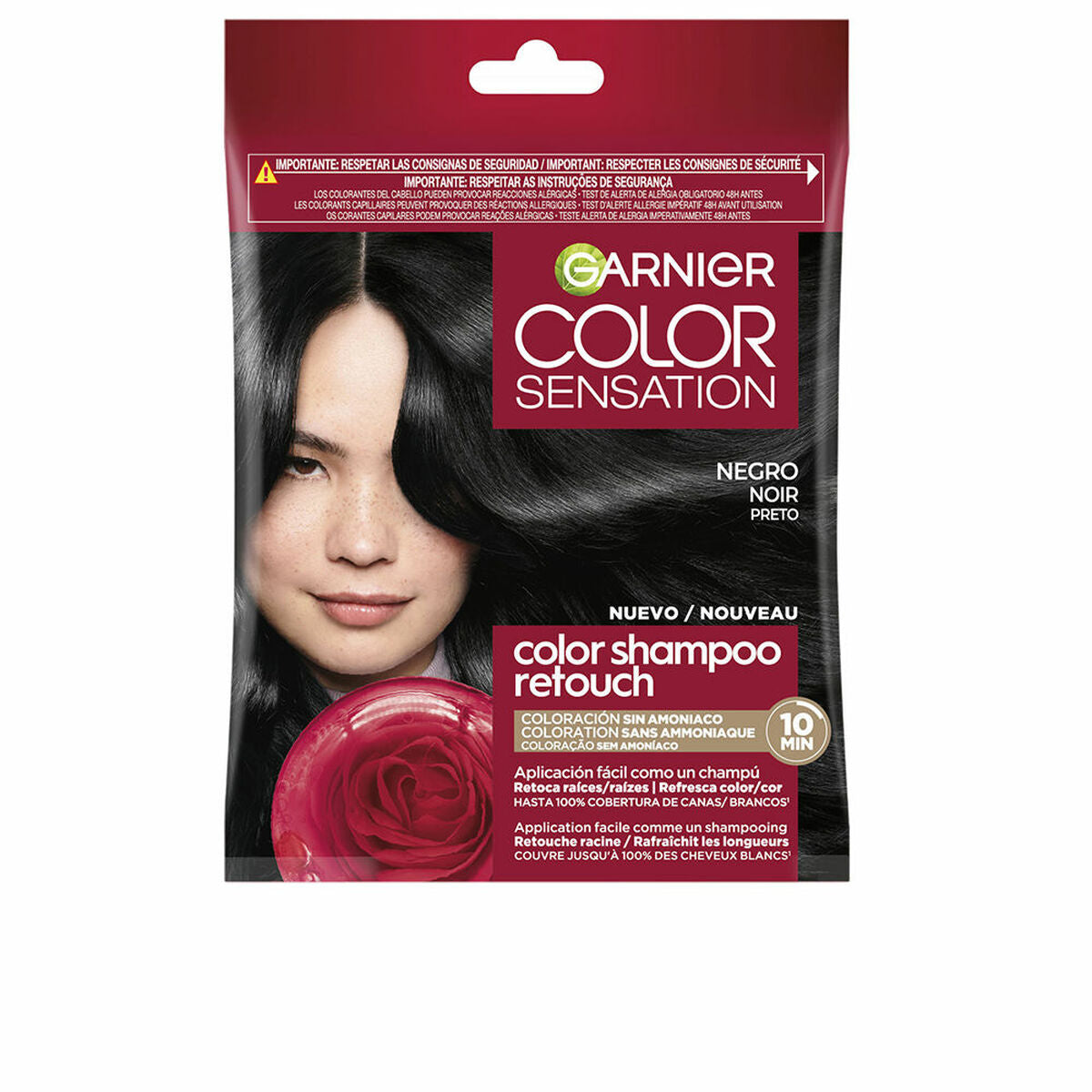 Shampoo Dye Garnier COLOR SENSATION Black Nº 1.0 Nº 1.0-Black Semi-permanent (1 Unit) for Women shampoo bottle
