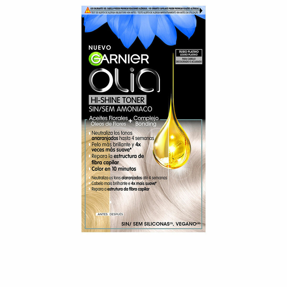 Semi-permanent Colourant Garnier Olia Hi-Shine Toner Nº 10.01 Platinum Blonde 3 Pieces (1 Unit) skincare packaging