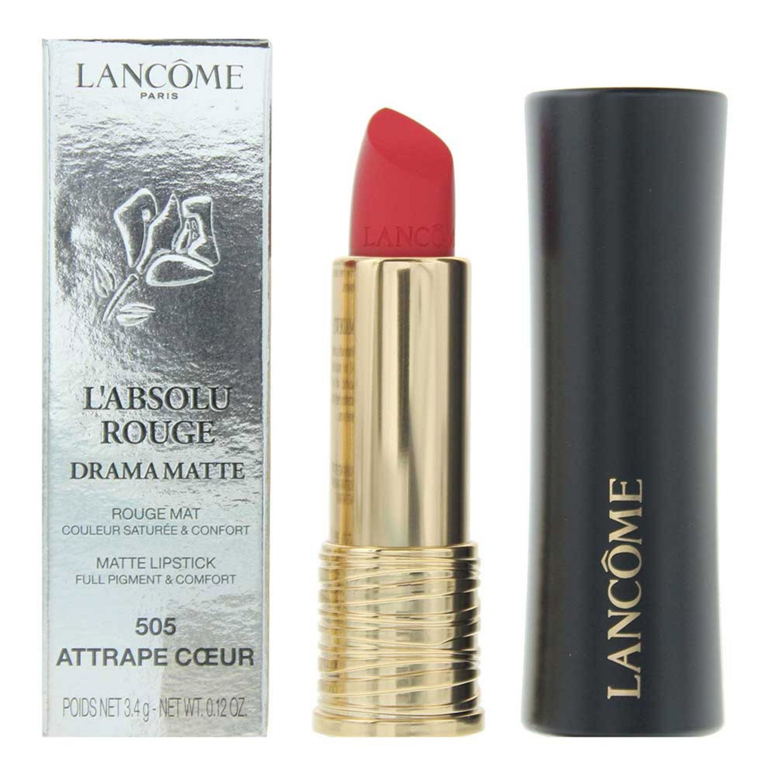 Lancome, L'Absolu Rouge Drama Matte, Cream Lipstick, 505, Attrape Coeur, 3.4 g