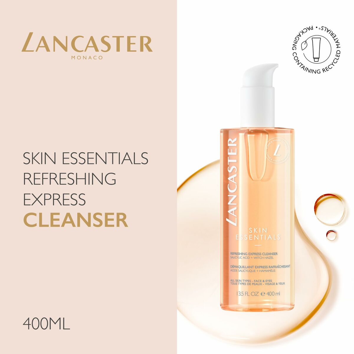 Facial Cleanser Lancaster Cleansers 400 ml for Women skincare packaging