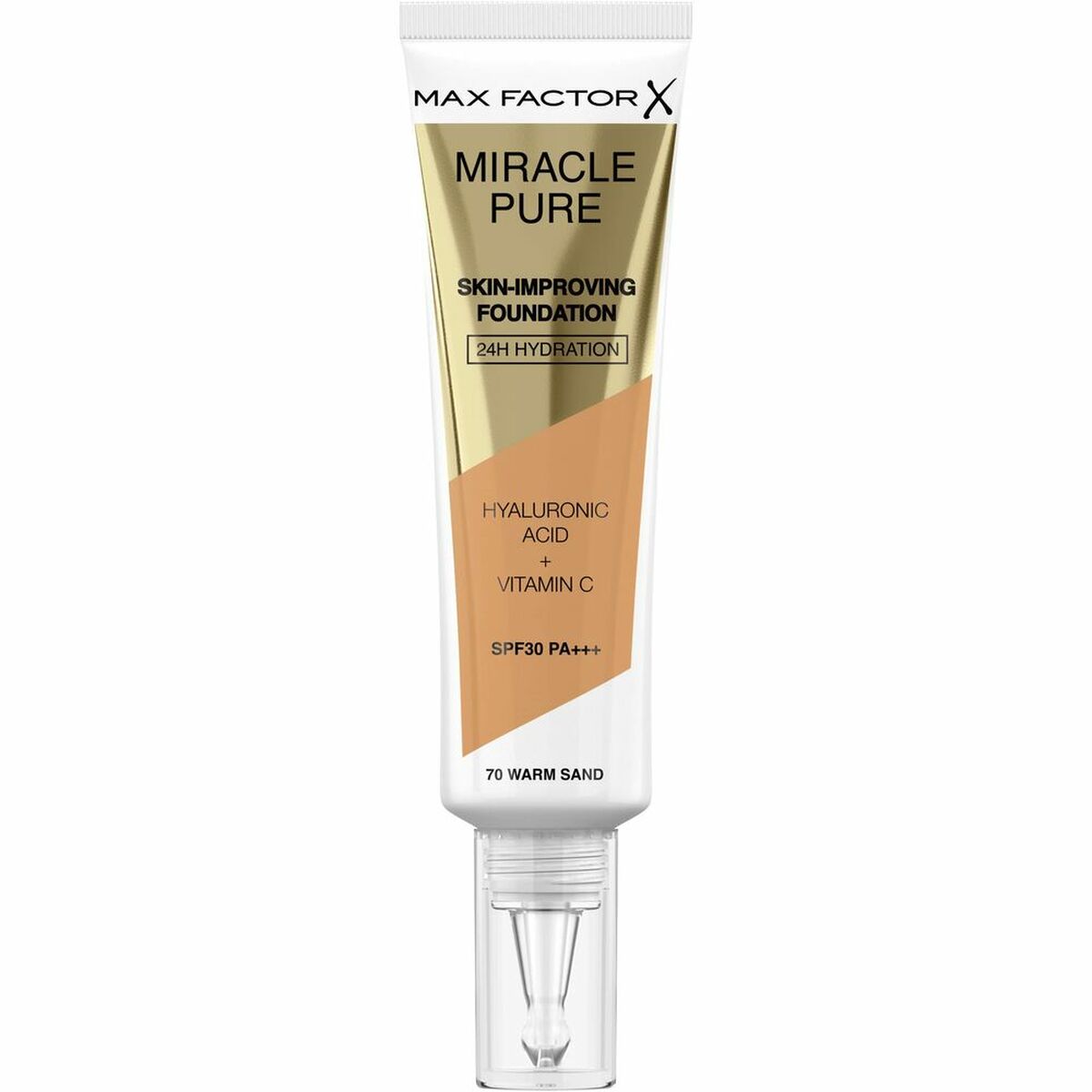 Liquid Make Up Base Max Factor Miracle Pure Nº 70-warm sand Nº 70 Warm Sand Spf 30 ml product packaging
