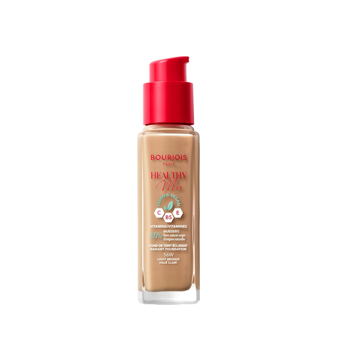 Liquid Make Up Base Bourjois Healthy Mix 56-light bronze Nº 56-Light Bronze 30 ml product packaging