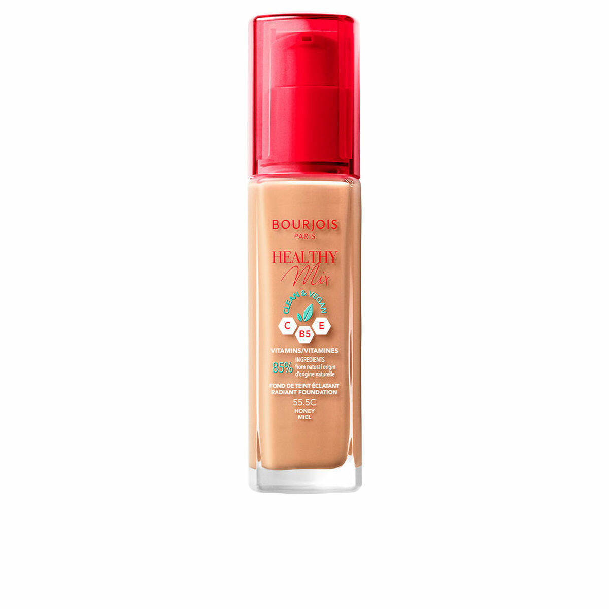 Liquid Make Up Base Bourjois Healthy Mix Nº 55.5 Nº 555-Honey 30 ml product packaging
