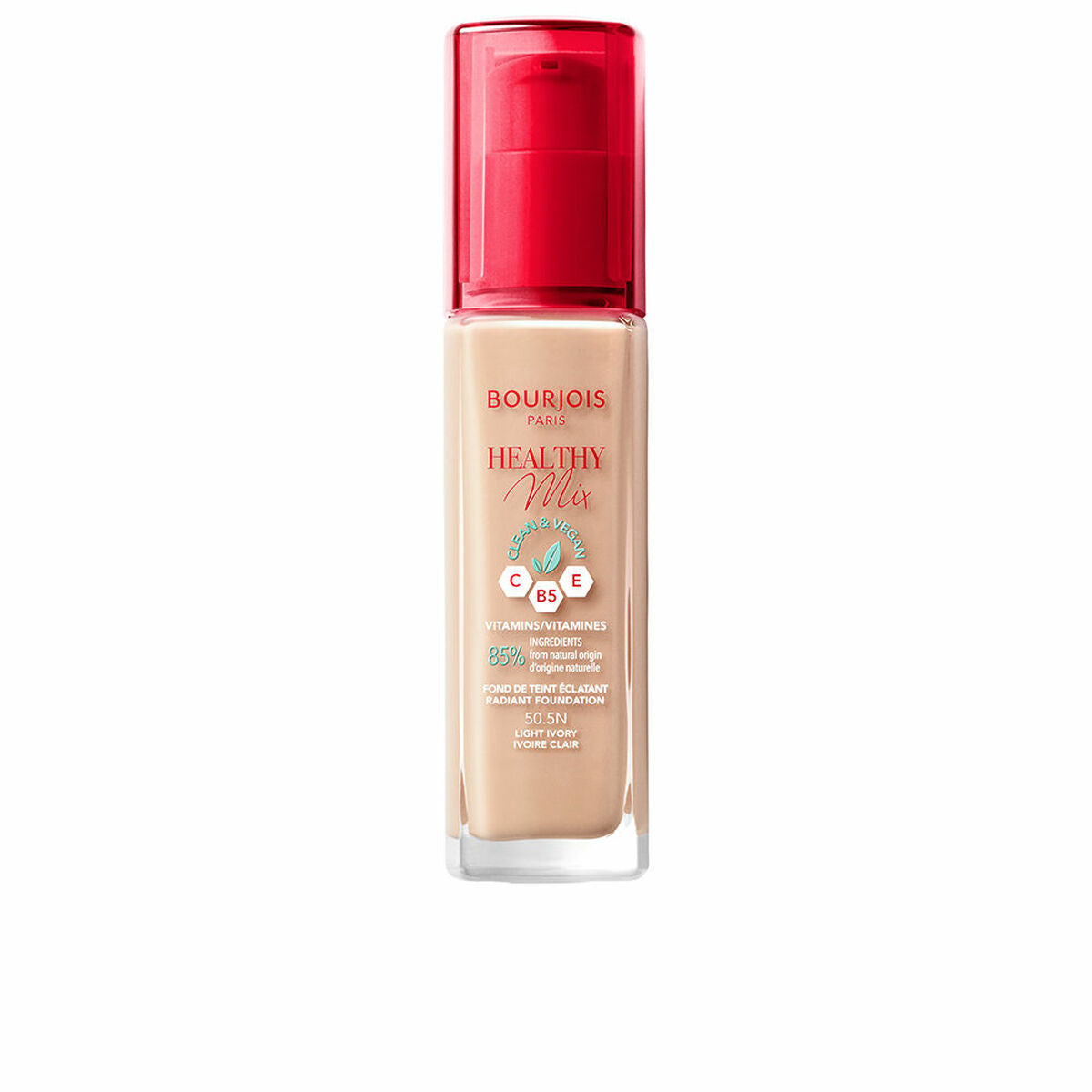 Liquid Make Up Base Bourjois Healthy Mix Nº 50.5N Light ivory Nº 50.5n-Light Ivory 30 ml product packaging