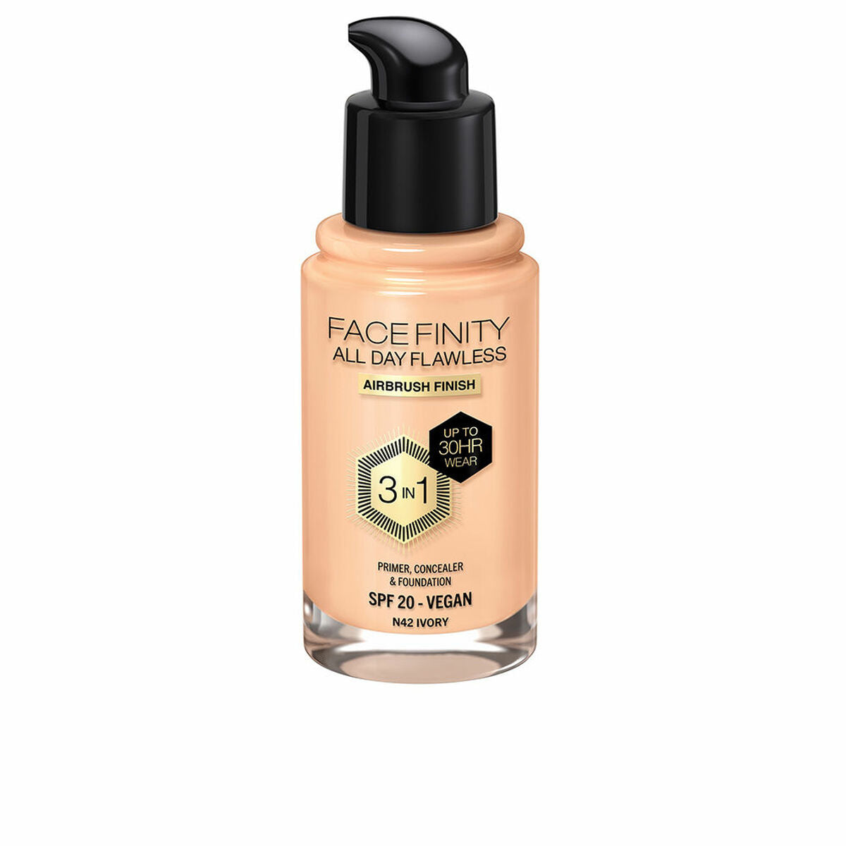 Crème Make-up Base Max Factor Face Finity All Day Flawless Nº N42 Ivory N42-Ivory Spf 20 30 ml 3-in-1 product packaging