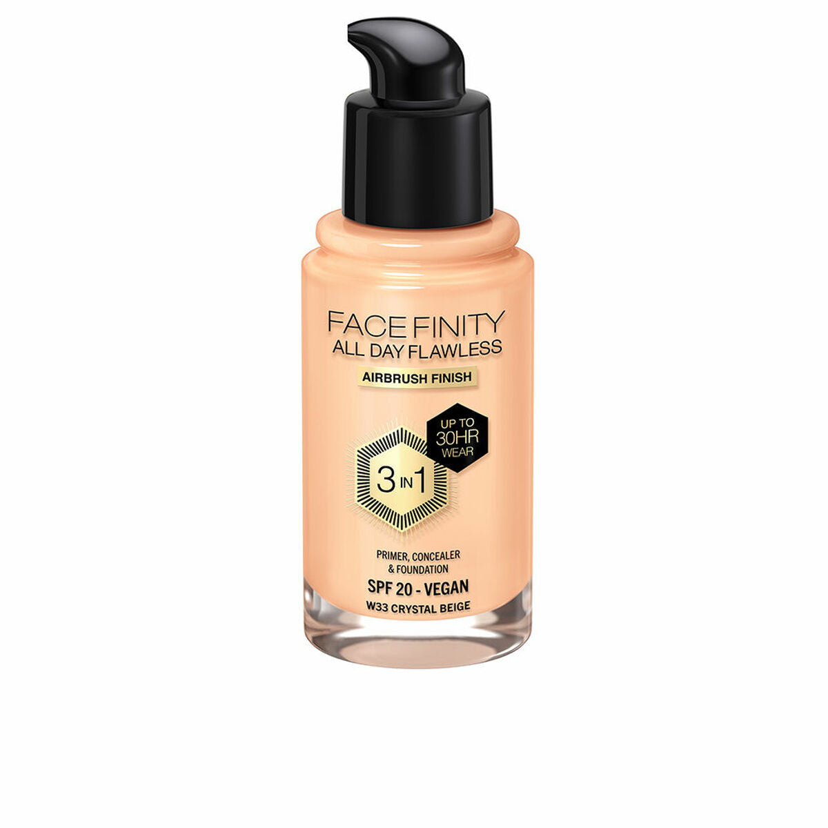 Crème Make-up Base Max Factor Face Finity All Day Flawless Nº W33 Crystal beige W33-Crystal Beige Spf 20 30 ml 3-in-1 product