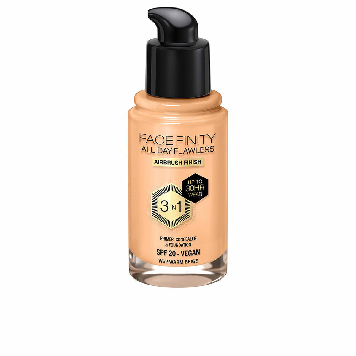 Crème Make-up Base Max Factor Face Finity All Day Flawless Nº W62 Warm beige W62-Warm Beige Spf 20 30 ml 3-in-1 product