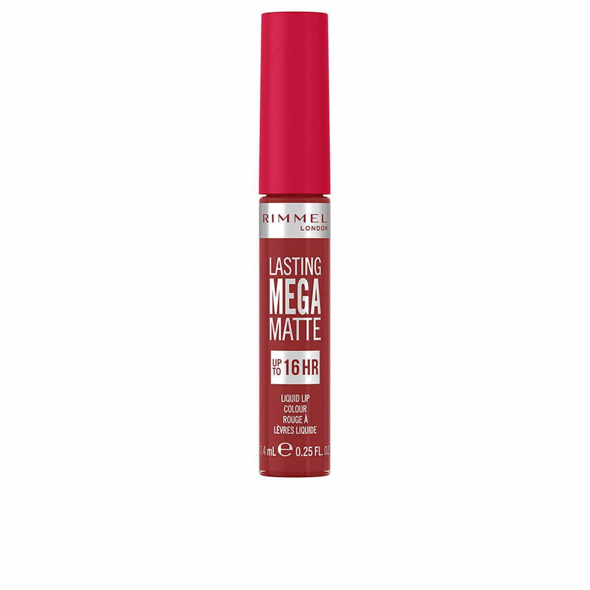 Lipstick Rimmel London Lasting Mega Matte Nº 500 Fire starter Nº 500-Fire Starter 7,4 ml Liquid 7.4 ml makeup packaging
