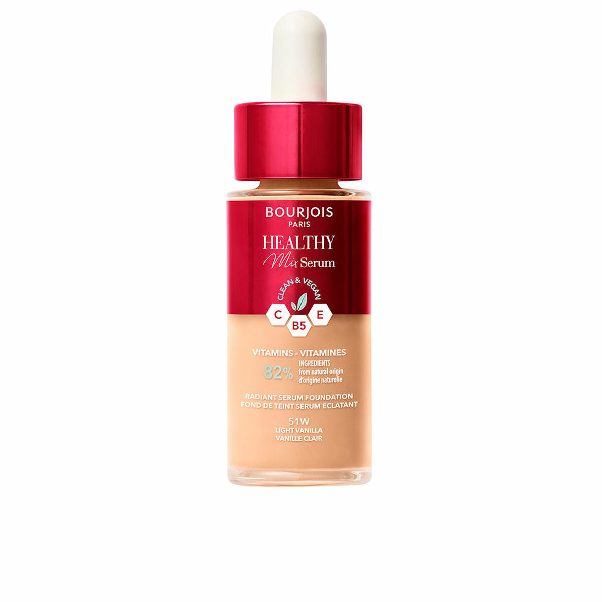 Liquid Make Up Base Bourjois Healthy Mix Nº 51W Light vanilla Nº 51w-Light Vanilla 30 ml Serum serum bottle
