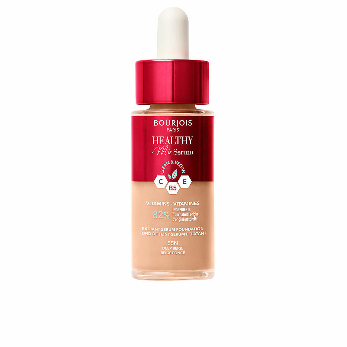 Liquid Make Up Base Bourjois Healthy Mix Nº 55N Deep beige Nº 55n-Deep Beige 30 ml Serum for Women serum bottle