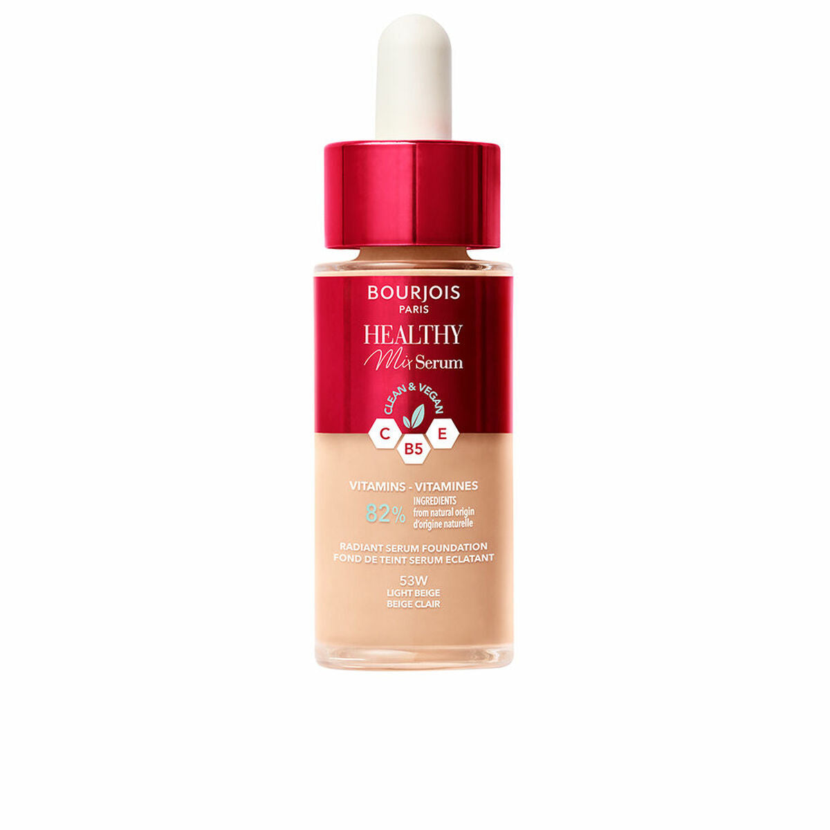 Liquid Make Up Base Bourjois Healthy Mix Nº 53W Light beige Nº 53w-Light Beige 30 ml Serum for Women serum bottle