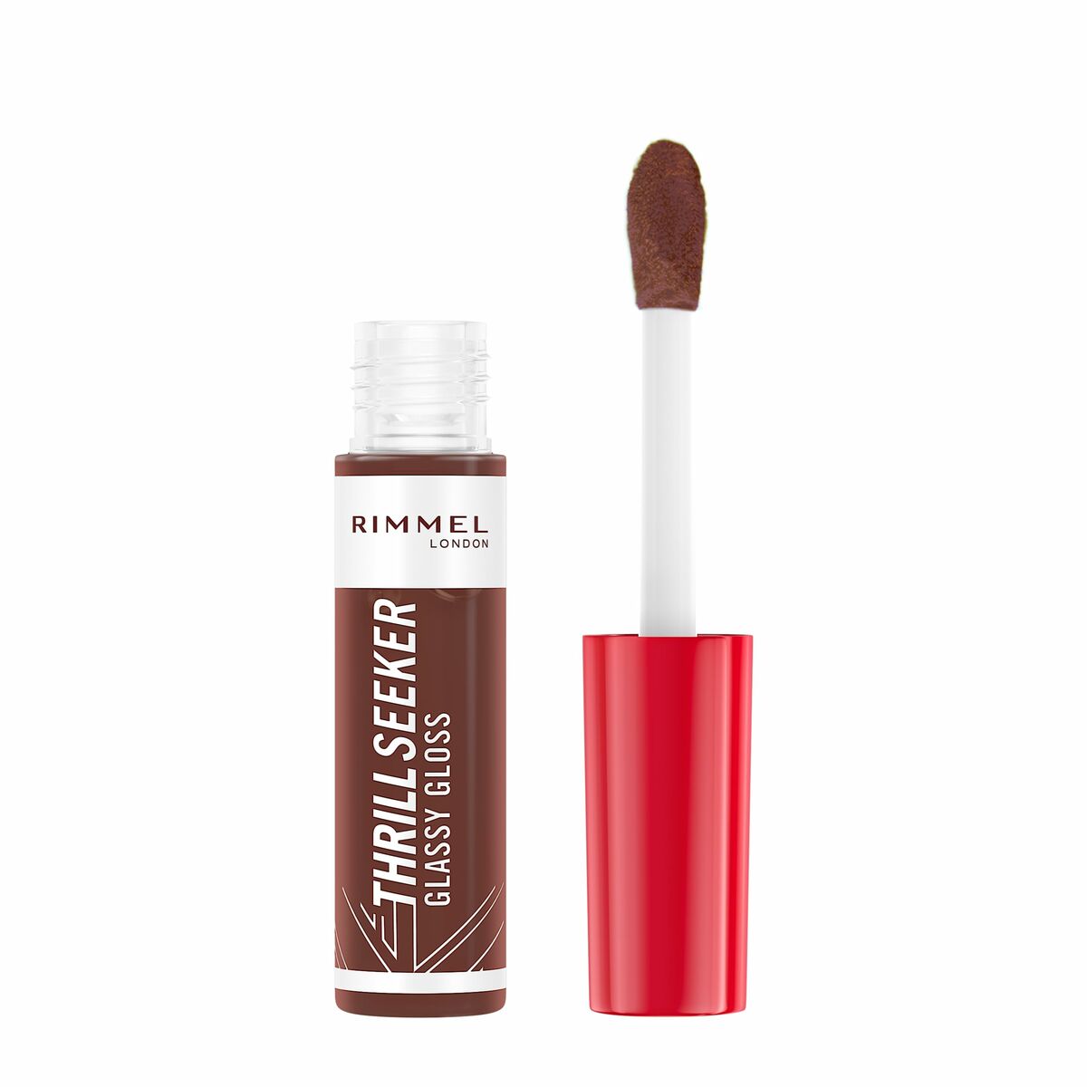 Lip-gloss Rimmel London THRILL SEEKER Nº 800-Chocolate Glaze 10 ml product packaging