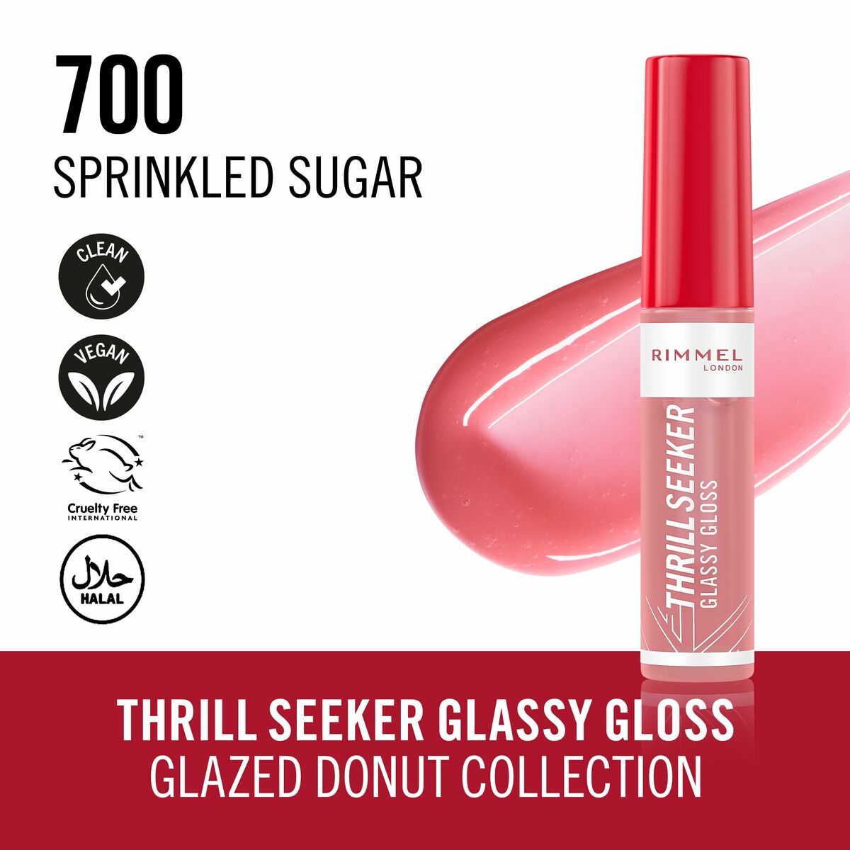 Lip-gloss Rimmel London THRILL SEEKER Nº 700-Sprinkled Sugar 6 ml product packaging