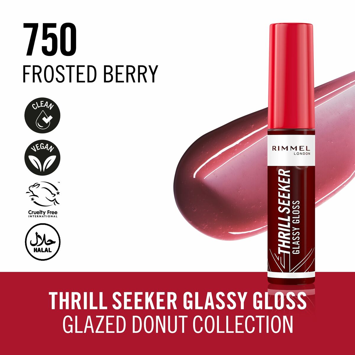 Lip-gloss Rimmel London THRILL SEEKER Nº 750-Frosted Berry 6 ml product packaging