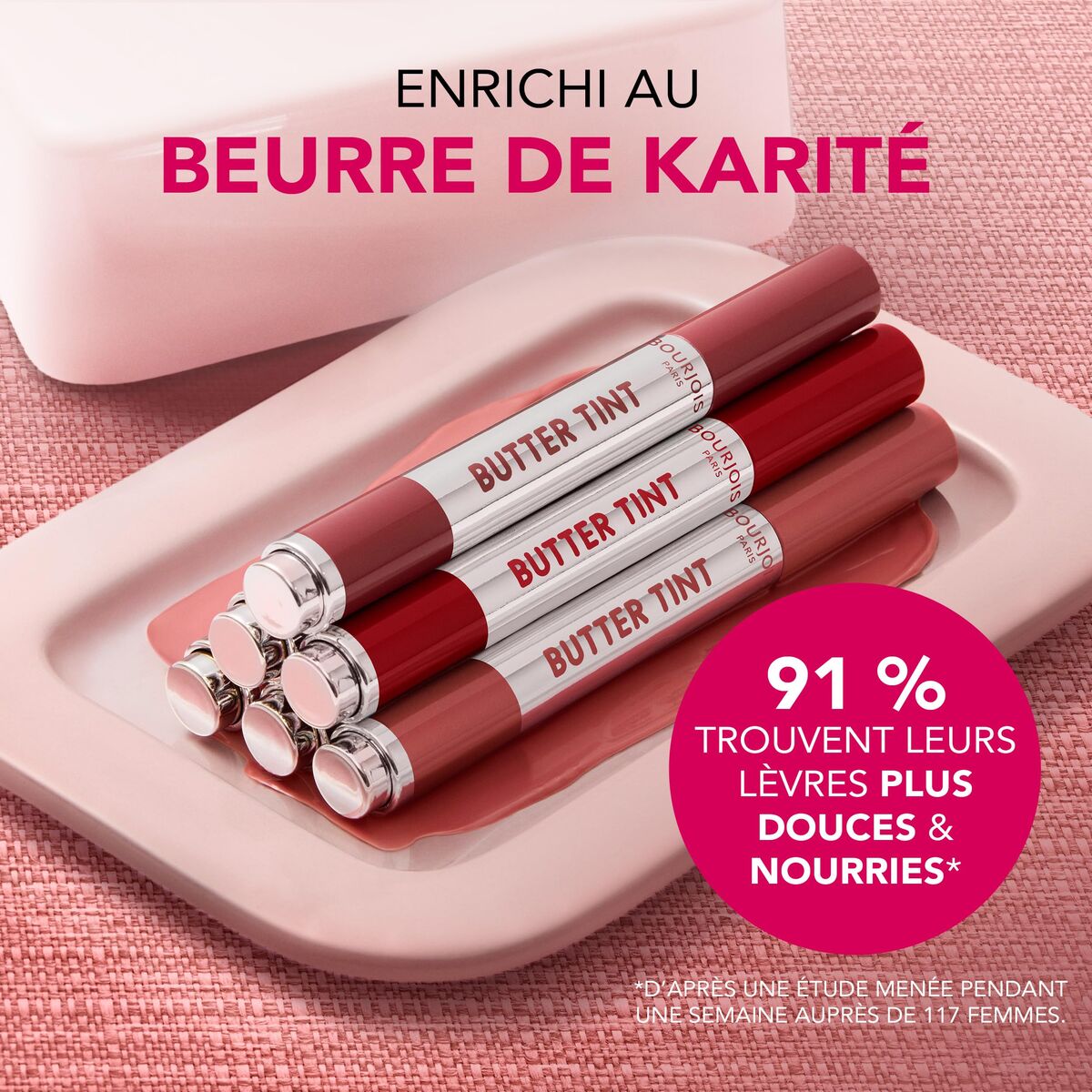 Lipstick Bourjois BUTTER TINT LIP GLAZE 2 g makeup packaging