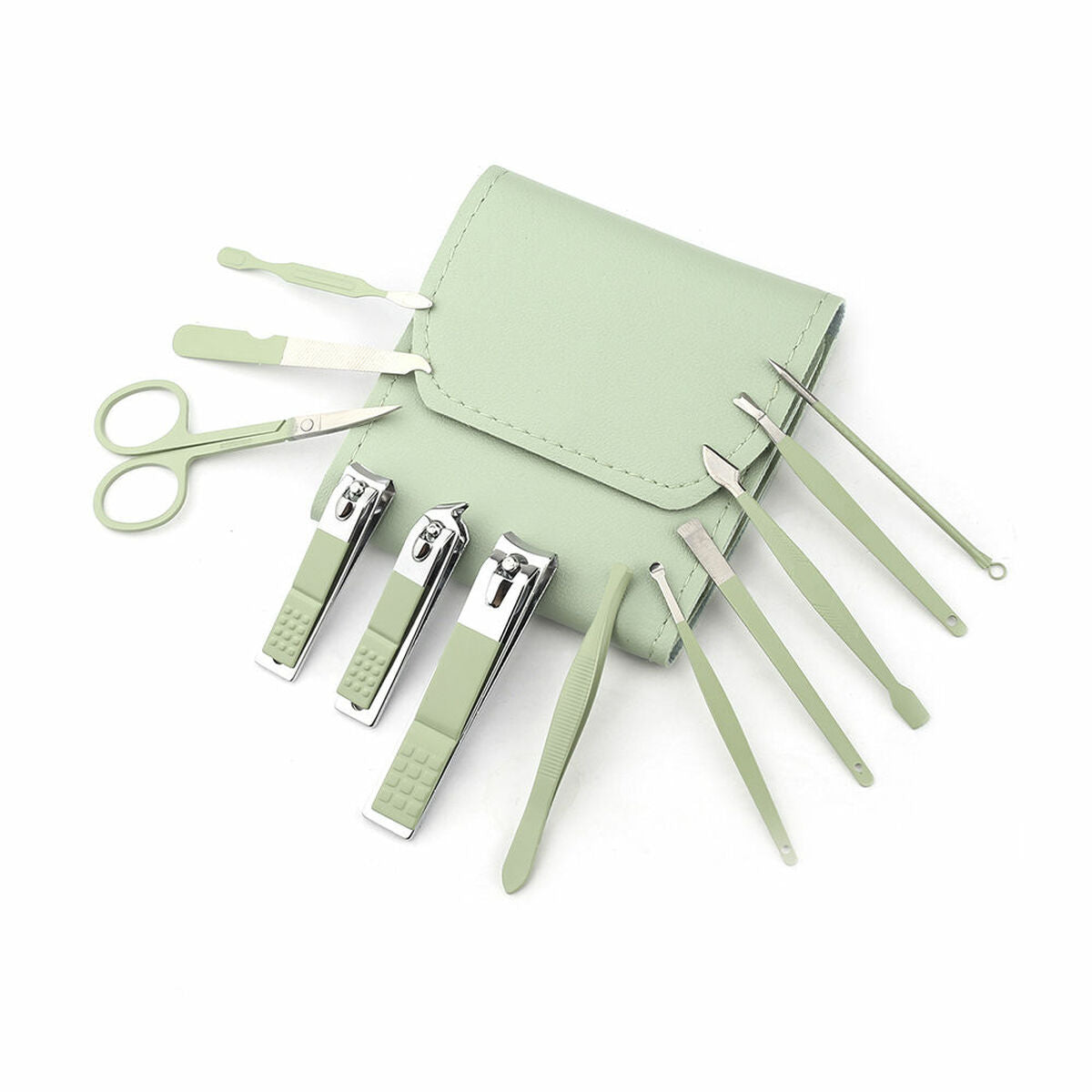 Manicure Set Paloma Beauties HIGIENE Y BIENESTAR Green 12 Pieces product packaging