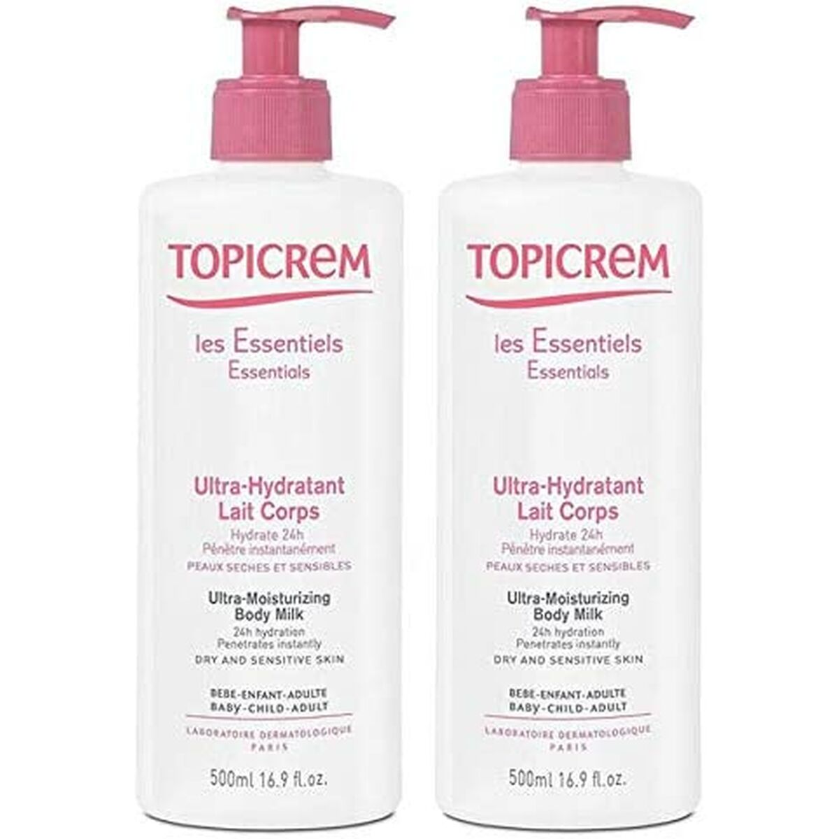 Moisturing Body Milk Topicrem 500 ml 500 ml x 2 product packaging