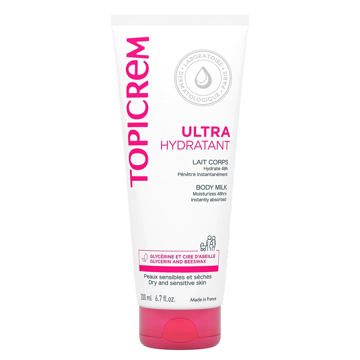 Moisturing Body Milk Topicrem 200 ml product packaging