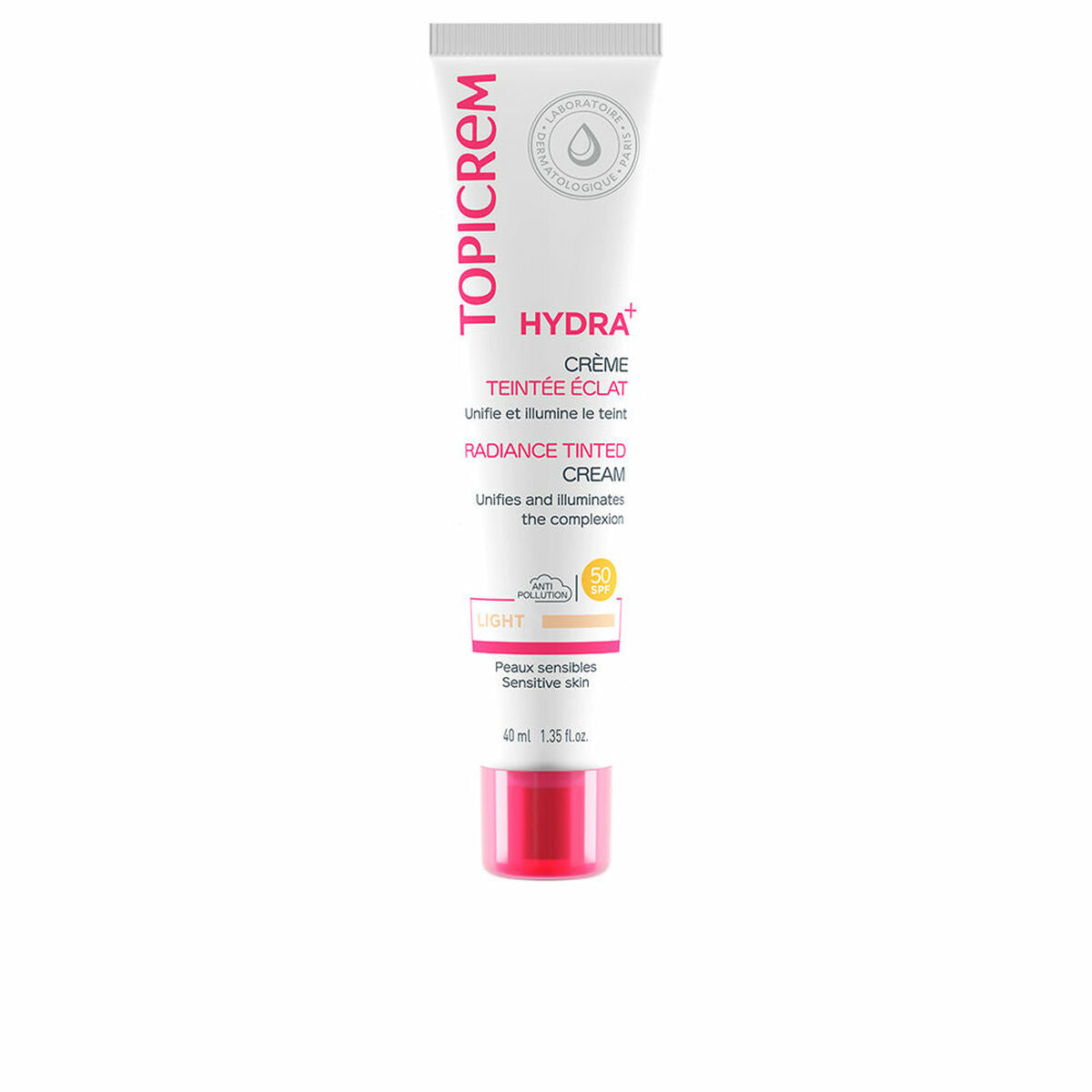Highlighting Cream Topicrem Hydra+ Clear Spf 50 40 ml skincare packaging