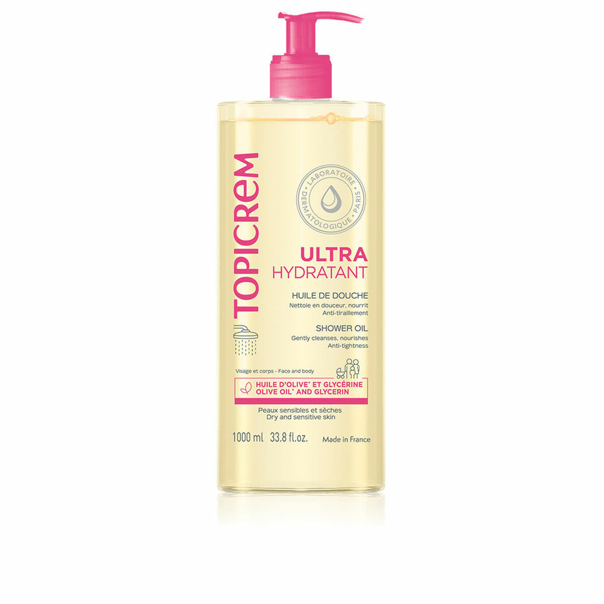 Shower Oil Topicrem 1 L Moisturizing product packaging