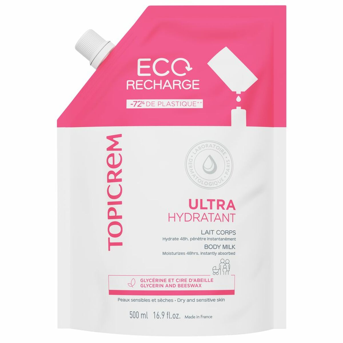 Moisturing Body Milk Topicrem UH 500 ml product packaging