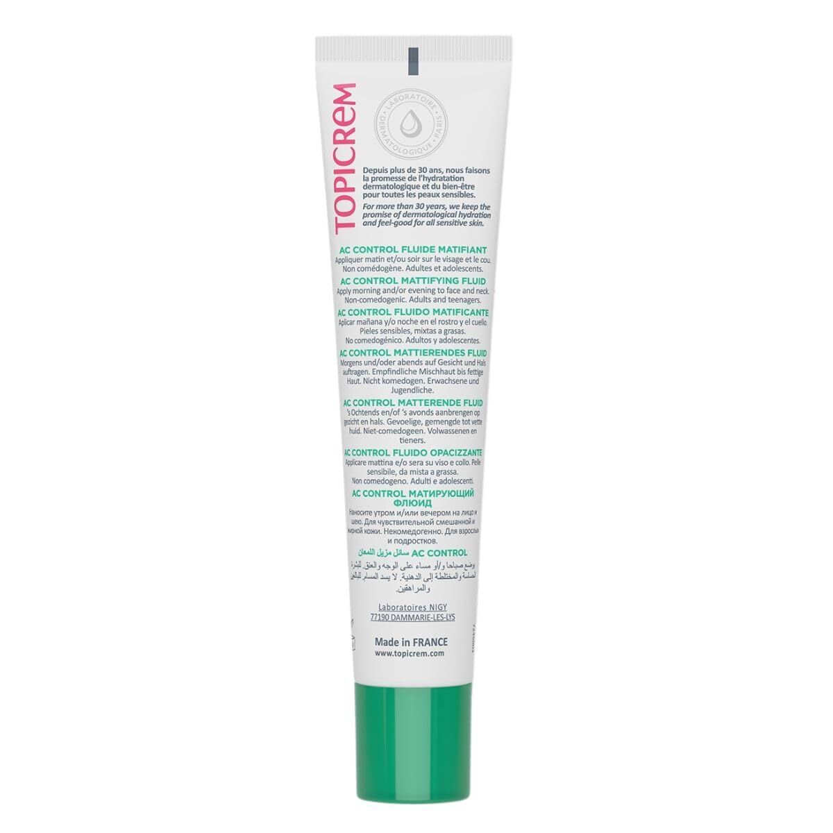 Facial Cream Topicrem AC CONTROL 40 ml for Women skincare packaging