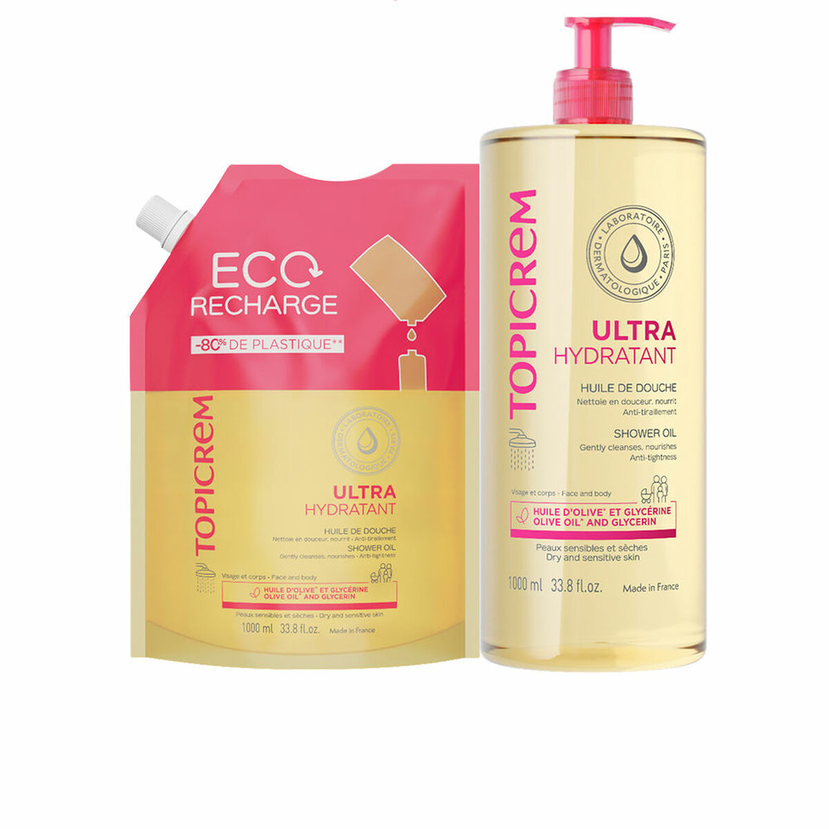 Shower Oil Topicrem UH 2 Pieces product packaging